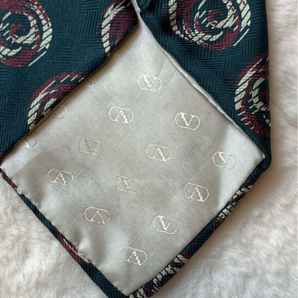 Valentino Cravatte Made in Italy Green Tone Silk Tie - Picture 5 of 8